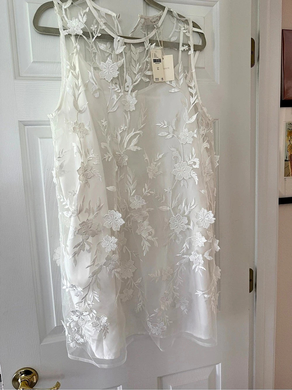 FLAT WHITE Floral Mini Dress in White Size XL NWT$168